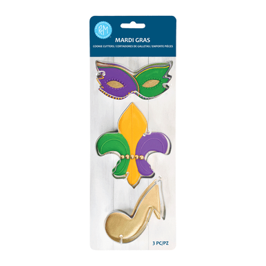 Mardi Gras 3 Pc Cookie Cutter Set Steel Mask Fleur De Lis Note R&M