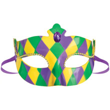 Purple Green Yellow Harlequin Jewel Mardi Gras Masquerade Mask Plastic