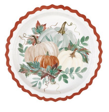 Thankful Fall Harvest 11" 8 Ct Paper Dinner Platters Thanksgiving Shaped