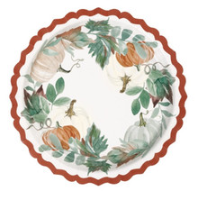 Thankful Fall Harvest 9" 8 Ct Paper Dinner Plates Thanksgiving Shaped Deep DIsh