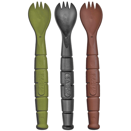 KA-BAR Field Kit Spork Knife 3 pack in brown green and black