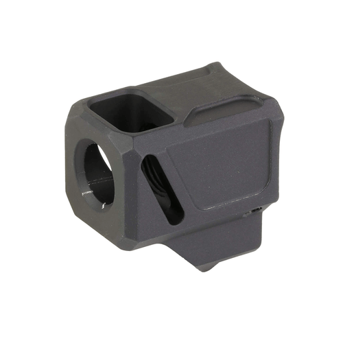 Black slimline Glock compensator for threaded 9mm barrels