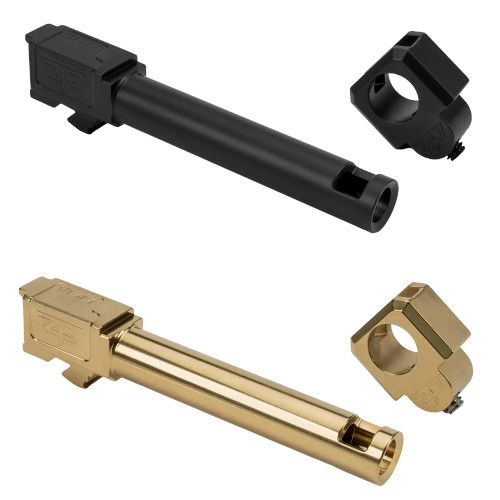 Zaffiri Precision ZP.19BTCBN threadless compensator barrel kit black nitride ball bearing set screw black and gold
