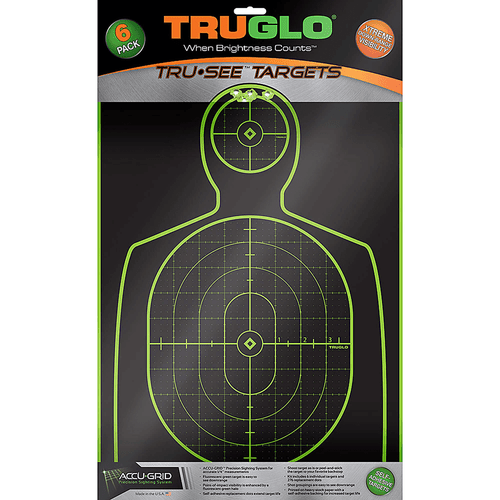 TRUGLO Tru-See handgun target 12x18 self-adhesive 6 pack