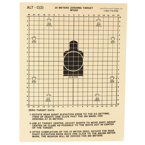 Action Target 25 meter M16A2 zeroing paper targets 100 pack heavy tagboard
