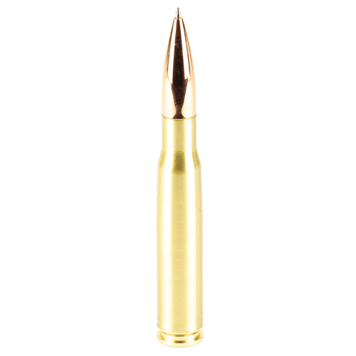 Firearm-inspired gold 50 Cal pen by Caliber Gourmet