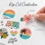 Custom printed vinyl stickers displayed in square and circular shapes with different logo and artwork examples.