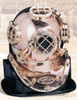 Deluxe Mark V Dive Helmet With a Wooden Base, 18 Deluxe Mark V Dive Helmet With a Wooden Base, 18