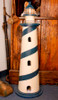 Blue & White Striped Wooden Lighthouse, 35"