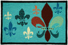 Fancy Fleur De Lis (Teal & Brown) Indoor Only Area Rug, 22" x 33"