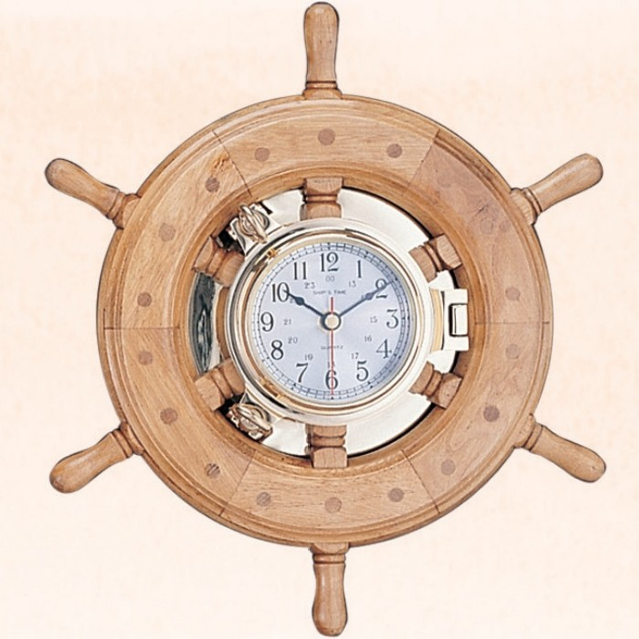 Ship's Wheel Porthole Clock, 13 - Seaside Treasures - Nautical