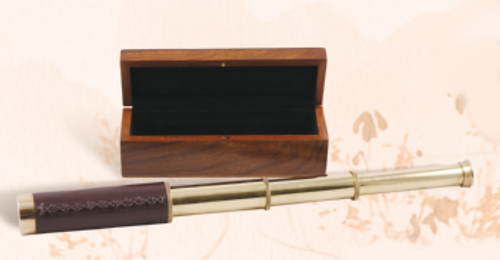 Brass Spyglass & Hardwood Box  TS-329
