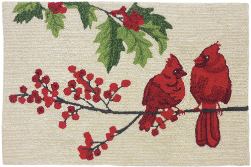 Cardinals On Winter Berry Branch Indoor Only Area Rug, 22" x 33"