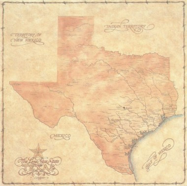 Antique Style Map of Texas - Seaside Treasures - Nautical Decor