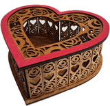 Add warm, rustic home decor with a laser cut wood potpourri box and heart cutout glow—optional LED tea light.