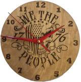 Patriot 8-Inch Engraved Wooden Wall Clock - Give Me Liberty Americana Decor with Golden Pecan Finish