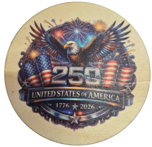 The Freedom Eagle America 250th Anniversary Wood Coaster - Laser Engraved Patriotic USA Pride Gift