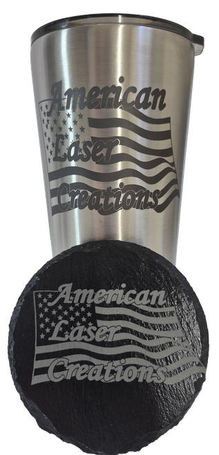 American Heritage Custom 24oz Tumbler & Slate Coaster Set