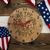 Elevate office decor with an Americana wall clock—engraved wood clock with quartz movement and bold red hands. Shop now.
