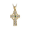Gold Plated Cross Pendant with Emerald Gemstone Detail ShamrockGift.com