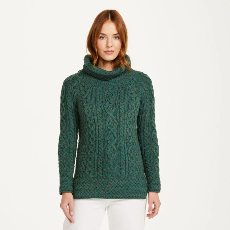 Merino Wool Roll Neck Irish Sweater Fast US Delivery