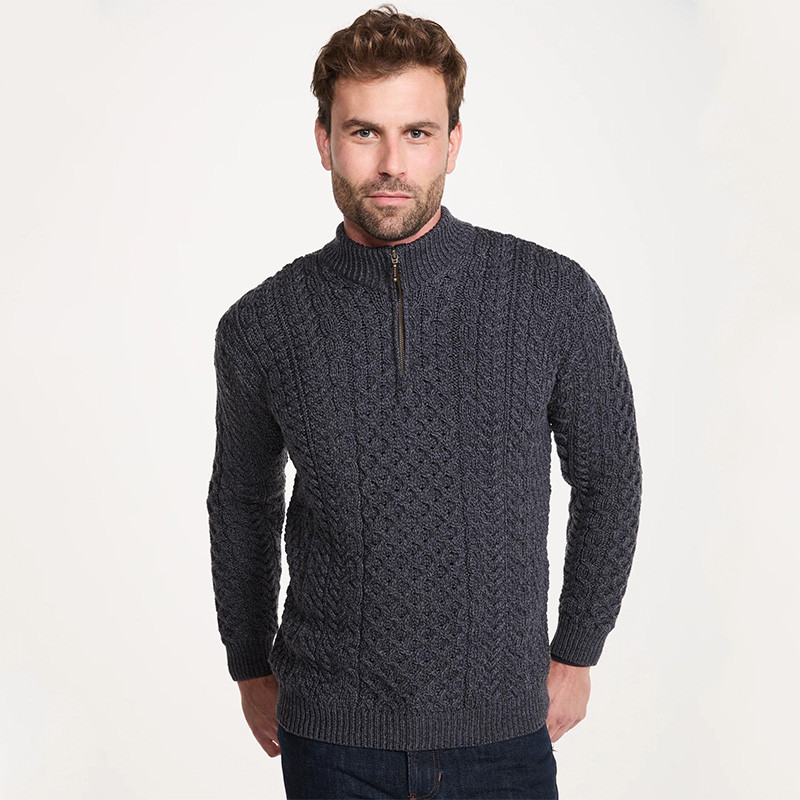 Men's Merino Wool Quarter Zip Fisherman Sweater | Fast US Delivery