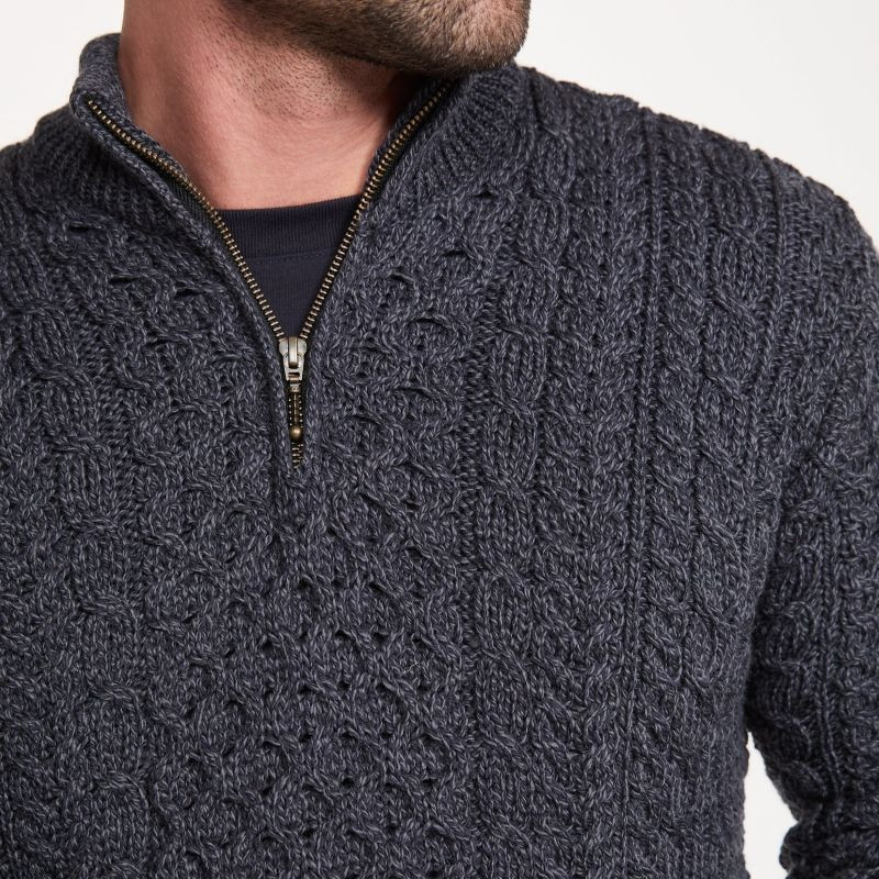 Men's Merino Wool Quarter Zip Fisherman Sweater | Fast US Delivery