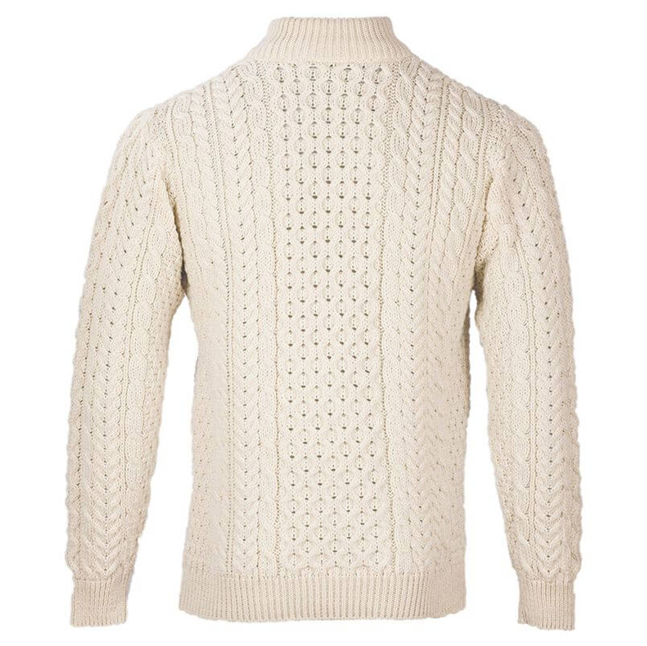 Men's Aran Half Zipper Sweater | 100% Merino Wool | Aran Woolen