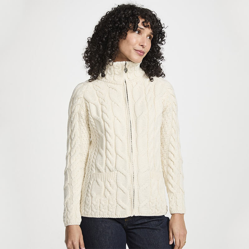 Ladies Wool Cardigan Turtleneck | Carraig Donn | ShamrockGift.com