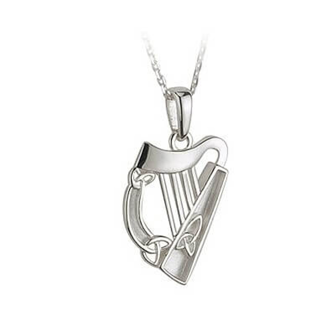 Sterling Silver Harp Pendant on A Chain| Shamrockgift.com
