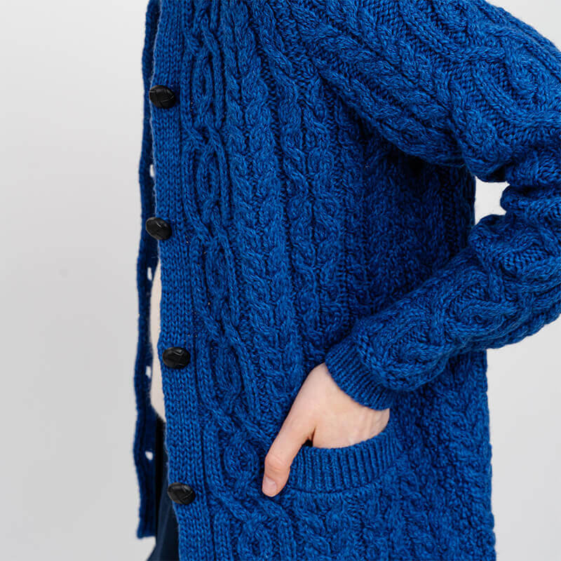 Ladies Traditional Aran Lumber Jacket | 100% Merino Wool | Free US