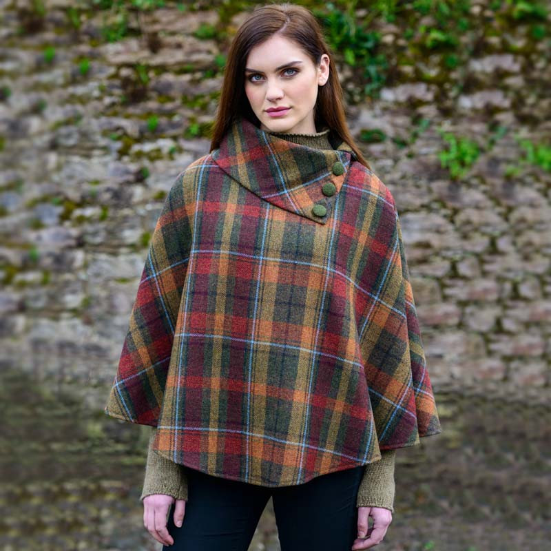 A*O様 Tweed cape / feuille Donegal Autumn Plaid Walking Tweed Cape | ShamrockGift.com