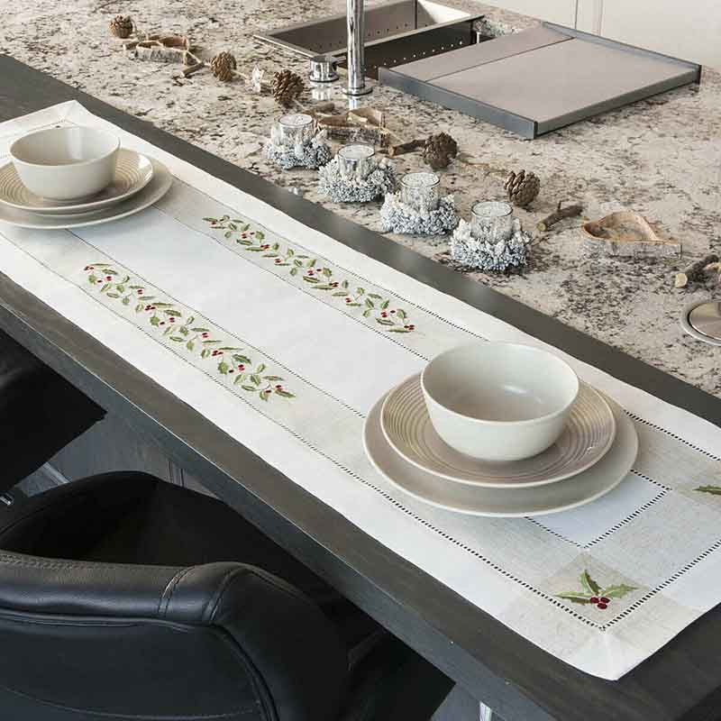 white christmas dresses Rustic Christmas Table Runner 15x54 - Muted Green, Gold, and Cream