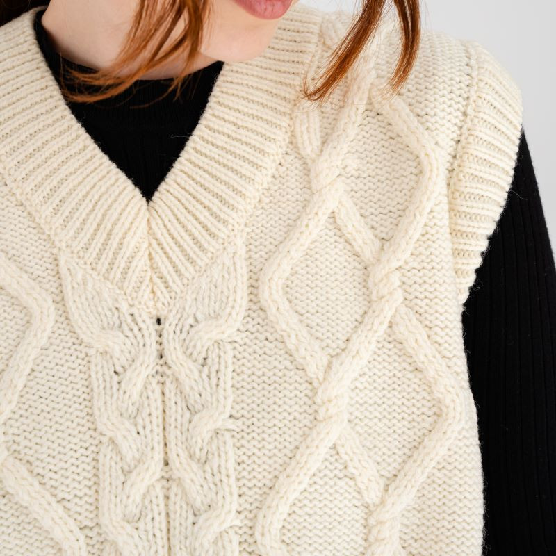 Merino Wool Aran Cable Knit Vest | Fast US Delivery | ShamrockGift.com