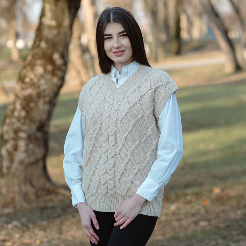 Merino Wool Aran Cable Knit Vest | Fast US Delivery | ShamrockGift.com