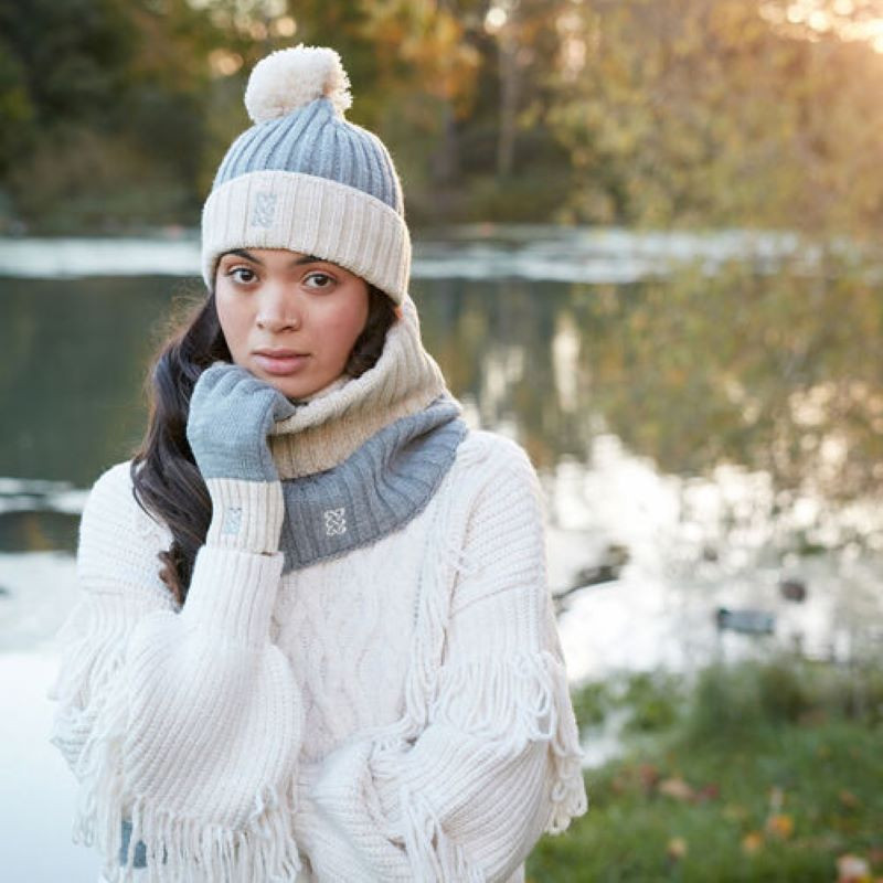 Sustainable Knit Grey Celtic Knot Snood | ShamrockGift.com