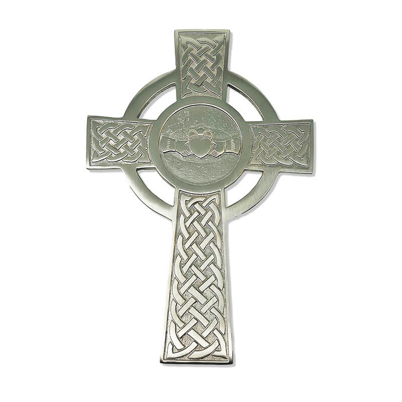 Celtic Wall Cross with Claddagh Center