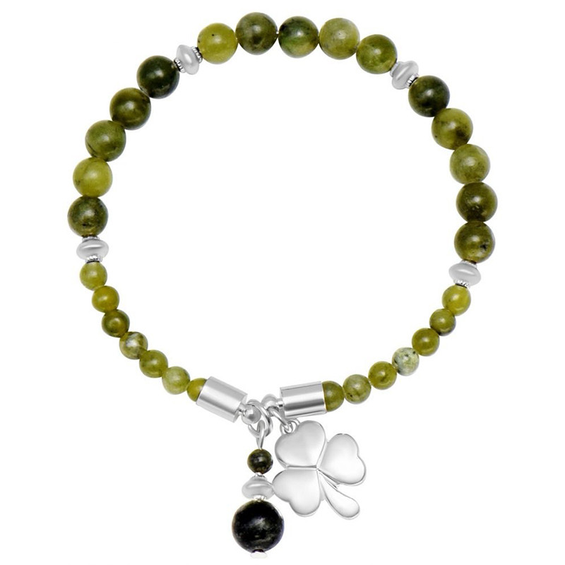 Connemara Marble Beads Bracelet with Irish-Designed Charm ...