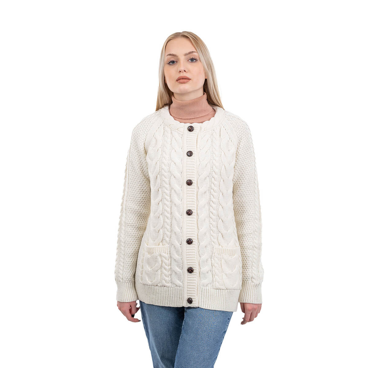 Ladies Cable Knit Lumber Cardigan