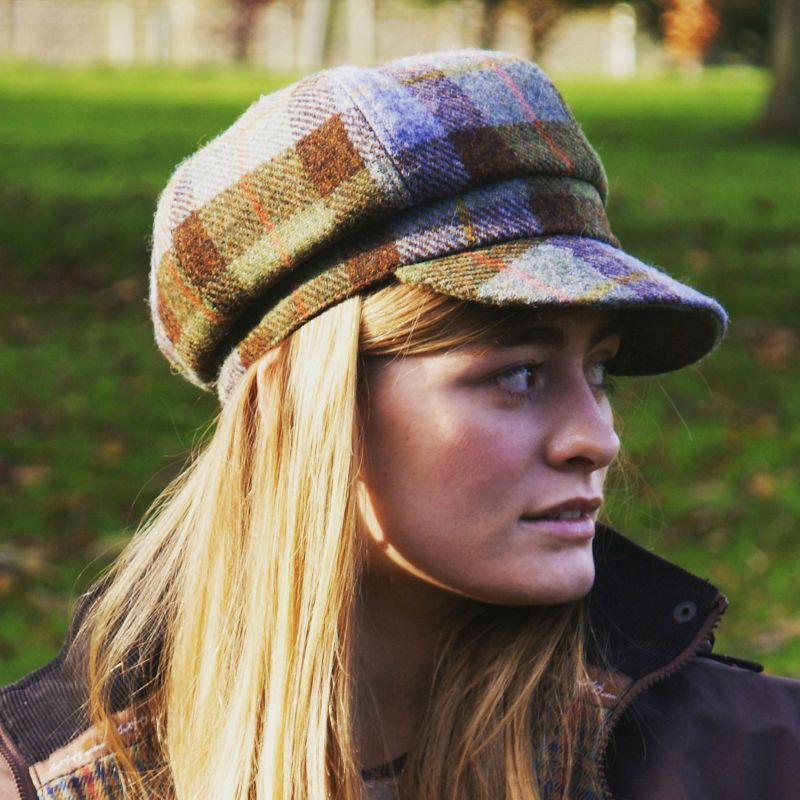 Harris Tweed® Cap Women\'s Newsboy Hat Genuine Handwoven Cloth 100% Wool SCOTLAND Ladies Handmade Harris Tweed Newsboy Cap | Gaelsong – GaelSong main image 2