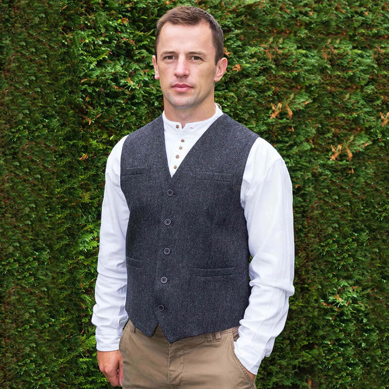 Irish Wool Tweed Vest Grey | ShamrockGift.com