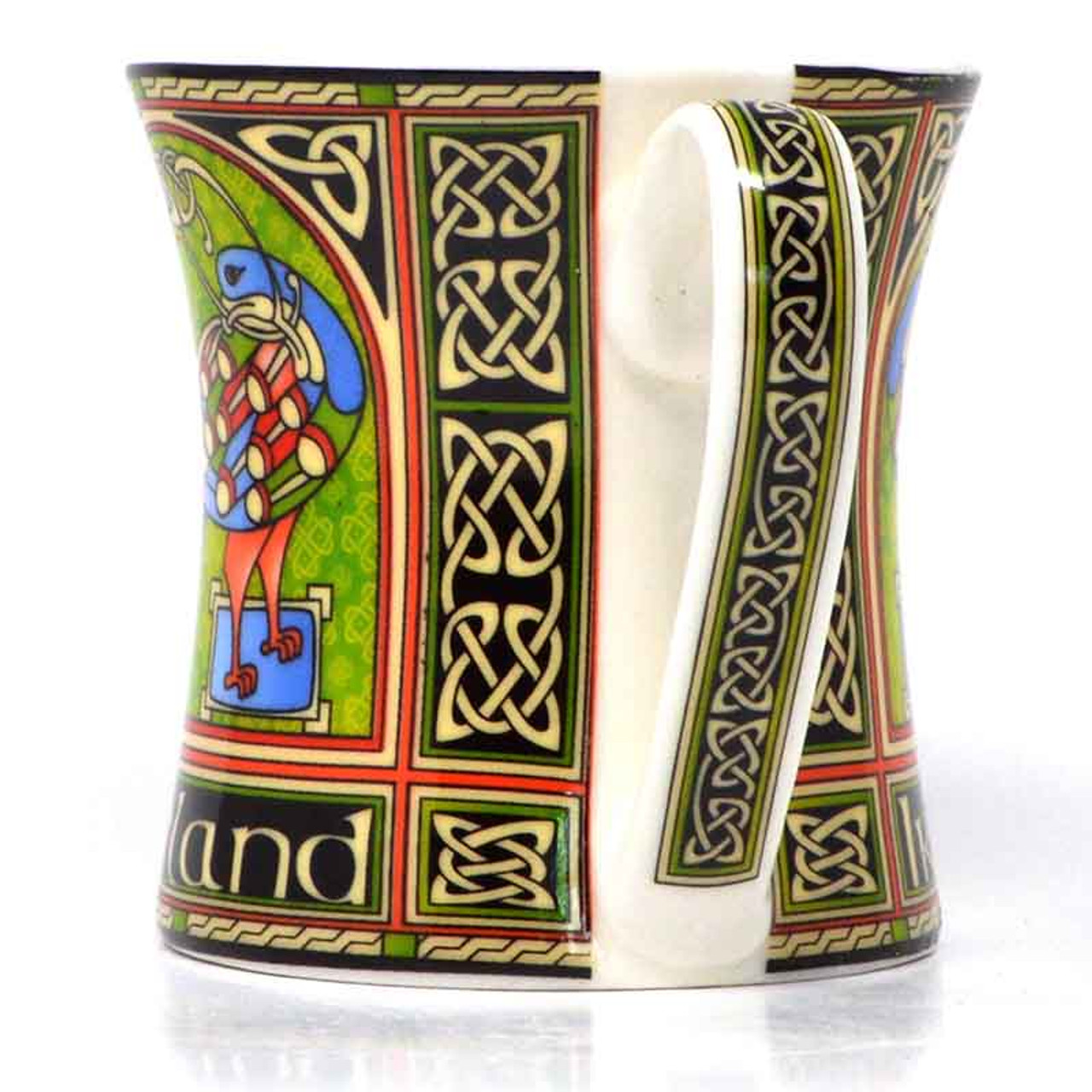 Stoneware Mug - w/ Celtic handbell design, Irish green