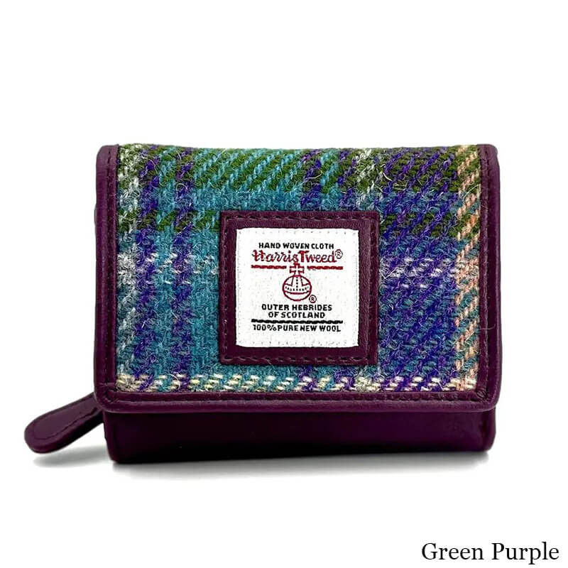 Ladies Harris Tweed Trifold Zip Purse | ShamrockGift.com