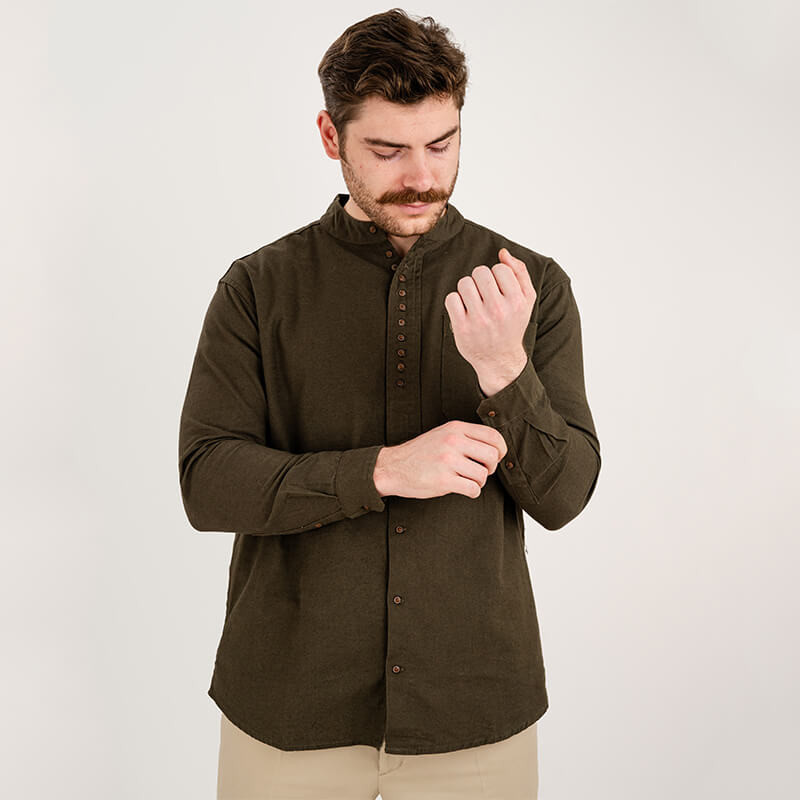 Men's Irish Linen Grandfather Style Shirt | ShamrockGift.com