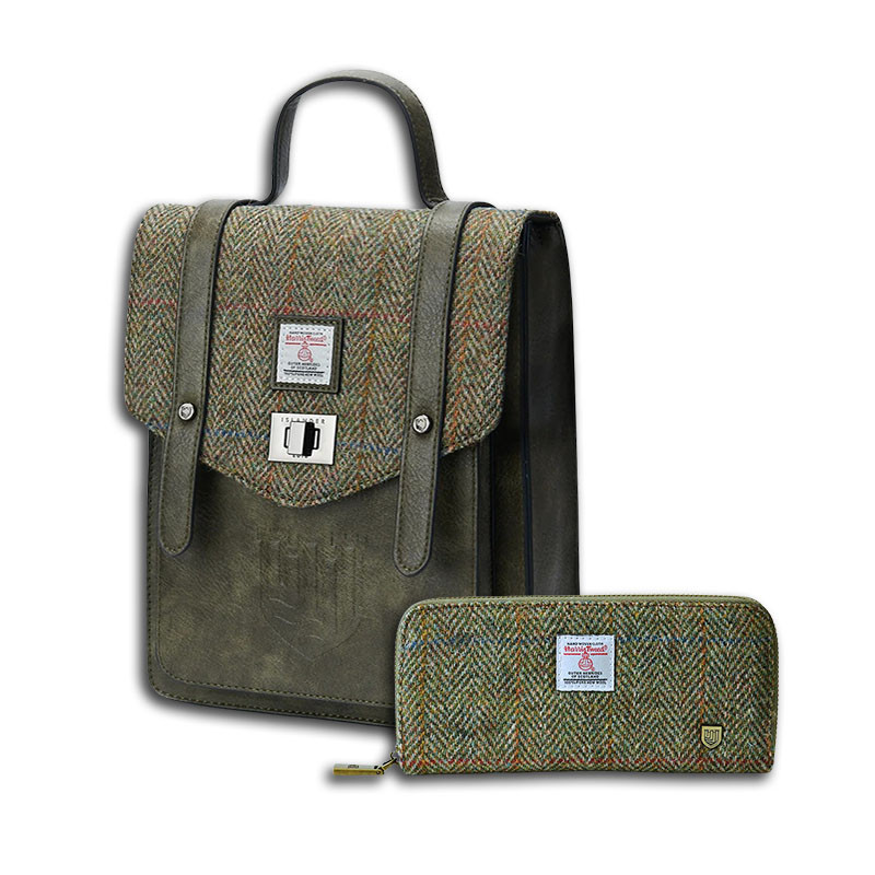 Harris Tweed 小物入れ 3点+Papas小物入れの4点セット Islander Harris Tweed Matching Backpack & Wallet Set
