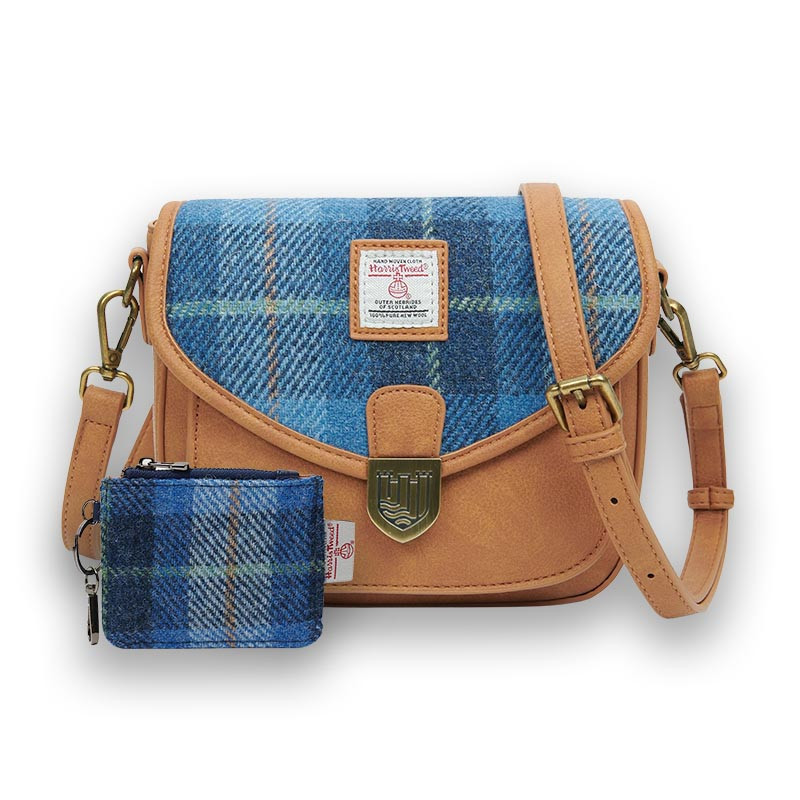 Leather and Harris Tweed Saddle Bag & Wallet Set | ShamrockGift.com