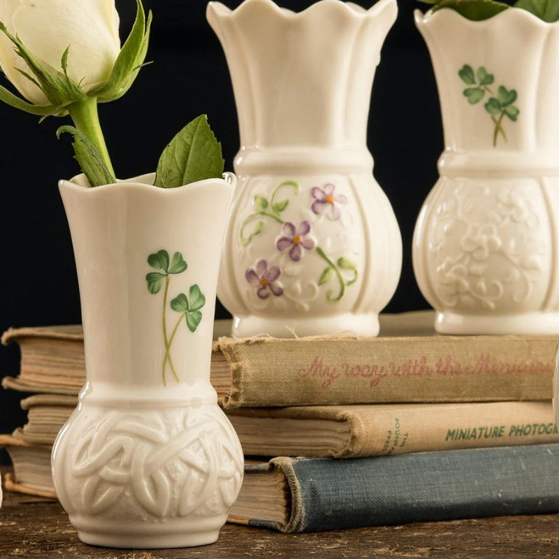 Belleek Parian China Handpainted Shamrock Vase | Fast Shipping
