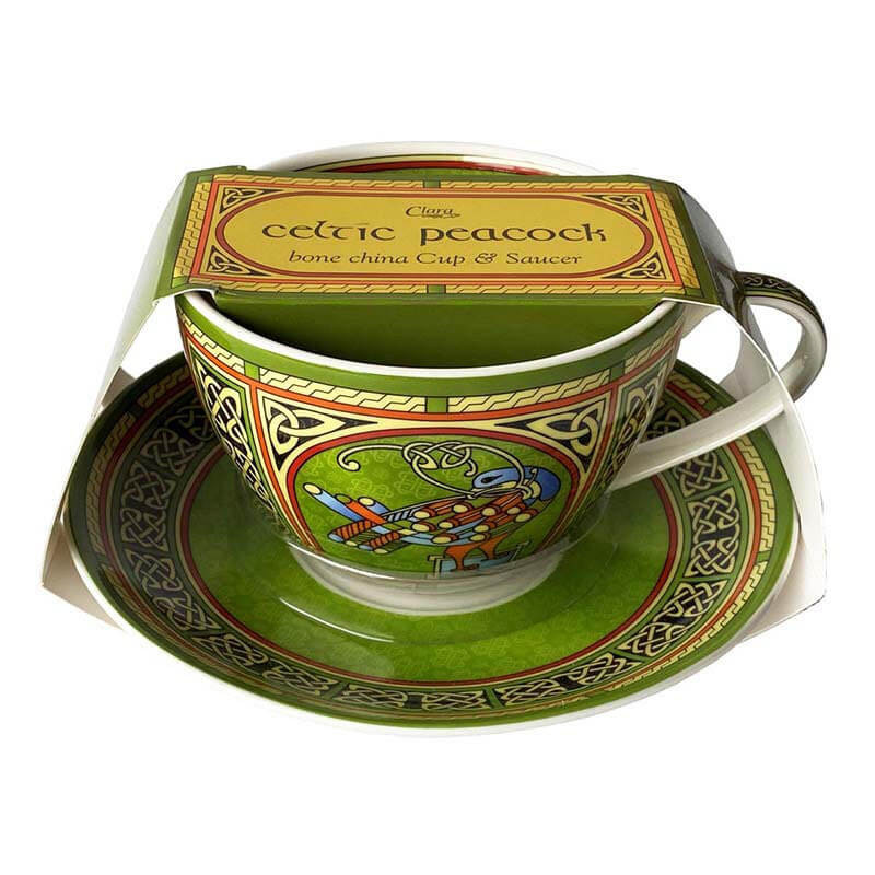 Celtic Peacock Cup and Saucer | Irish Weave Cup Collection | Royal