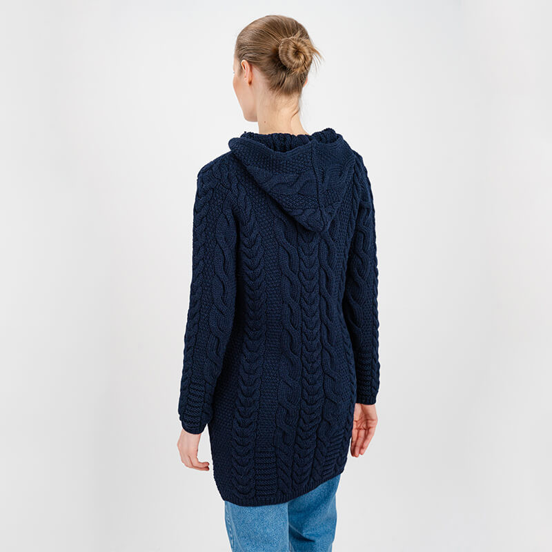 Aran Cable Knit Women's Merino Wool Coat | Fast Delivery From The