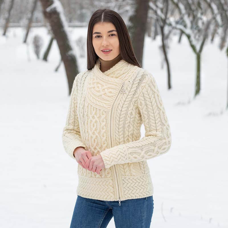 Cable Knit Side Zip Cardigan | SAOL | ShamrockGift.com